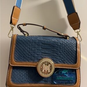 Stylish Blue and Brown Crossbody Bag
